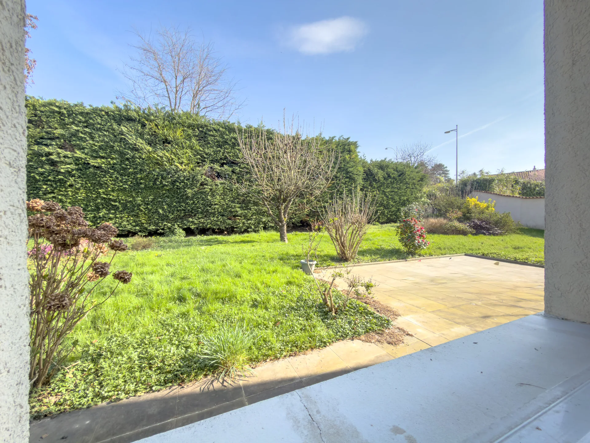 Vue sur le jardin depuis le salon