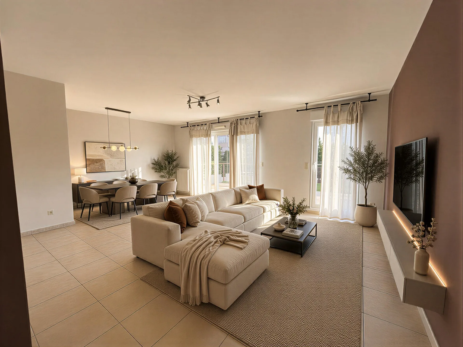Salon, projet d'aménagement, 2 pièces à vendre