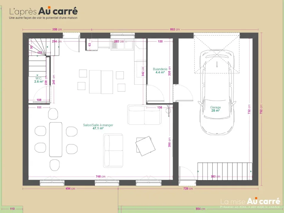 Plan Rez-de-chaussée, projet de rénovation