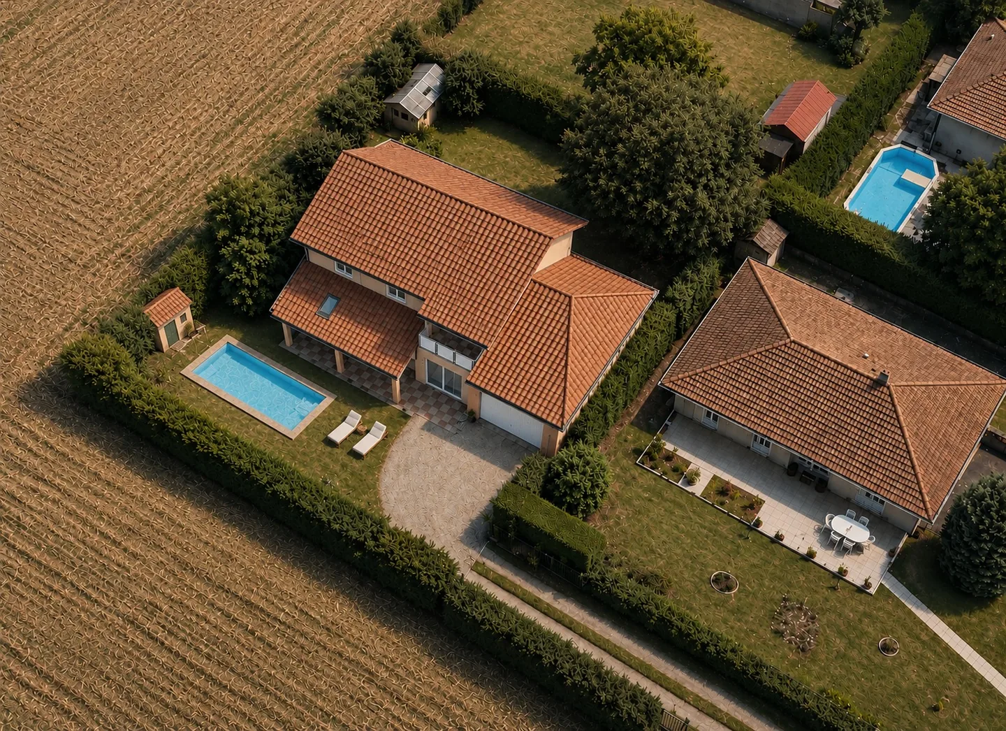 Vue drone ouest 2, projet de rénovation