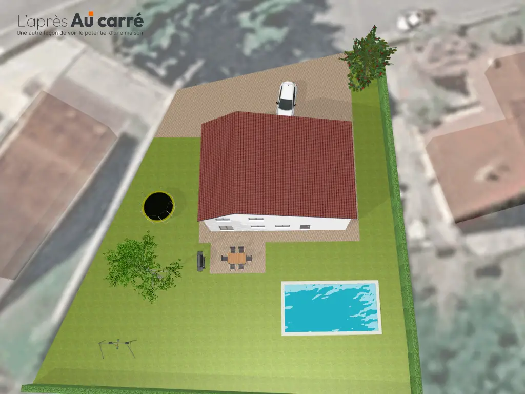 Projet de rénovation de maison avec pièce de vie de 47m² et piscine à Genas Centre