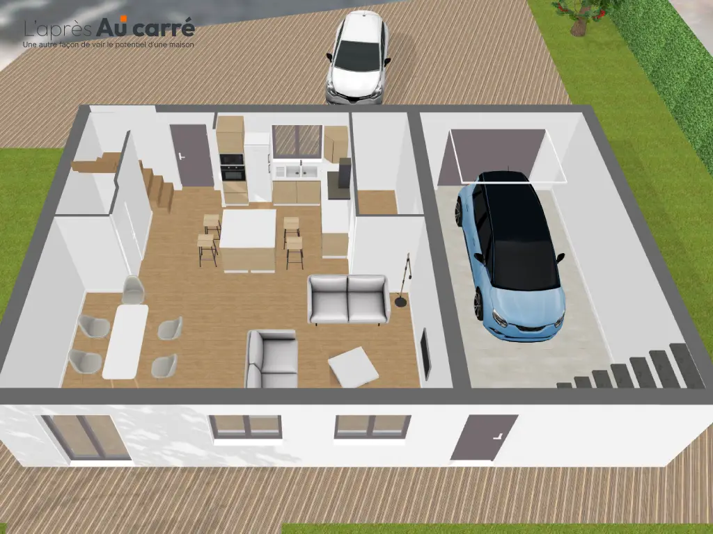 Projet de rénovation de maison avec pièce de vie de 47m² et piscine à Genas Centre