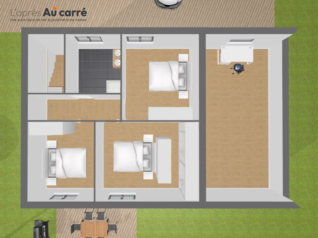 Projet de rénovation de maison avec pièce de vie de 47m² et piscine à Genas Centre