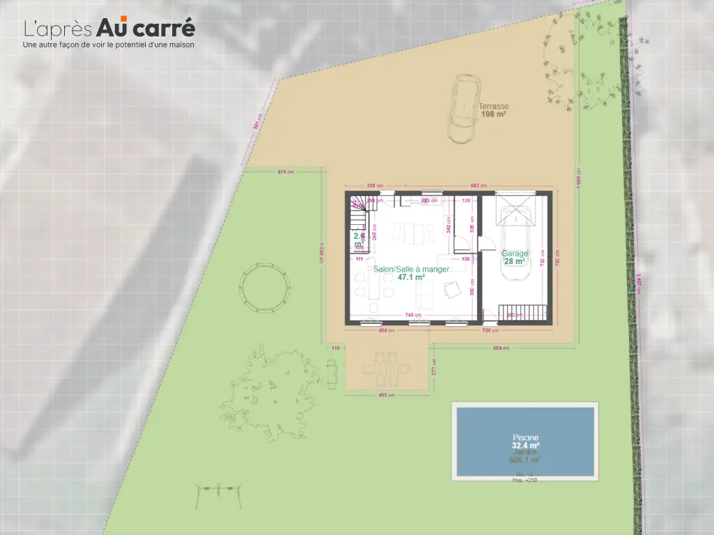 Projet de rénovation de maison avec pièce de vie de 47m² et piscine à Genas Centre