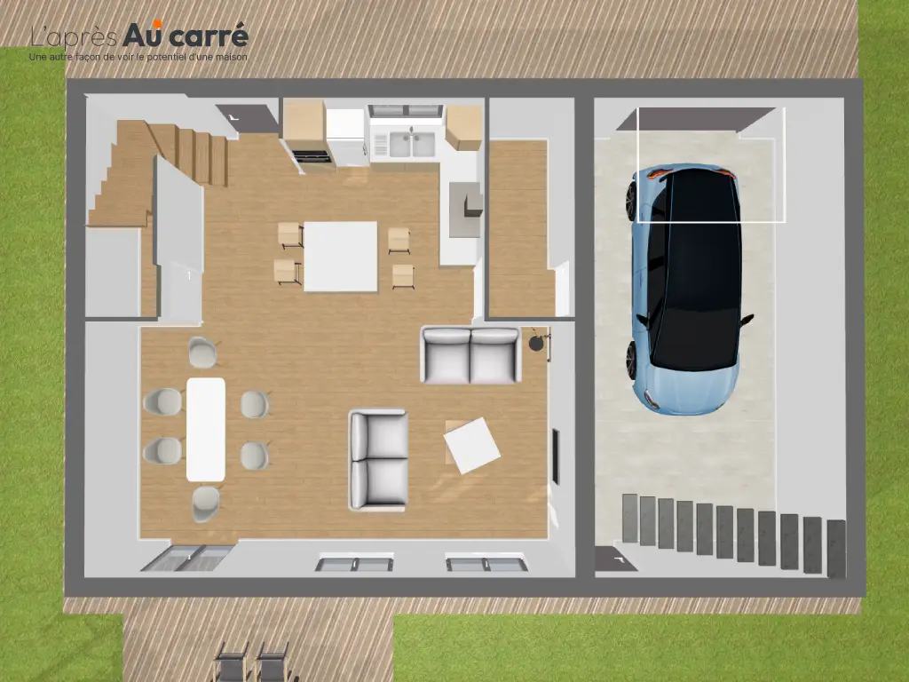 Projet de rénovation de maison avec pièce de vie de 47m² et piscine à Genas Centre